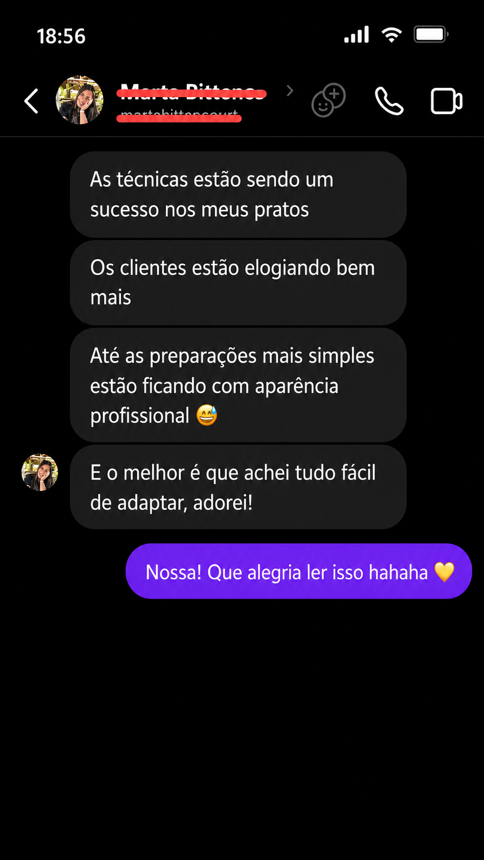 Depoimento 3 de quem aplicou as técnicas de empratamento